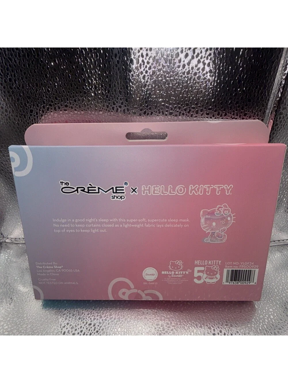 Crème Shop x Hello Kitty 50th Anniversary Plush Sleep Mask Purple/Pink